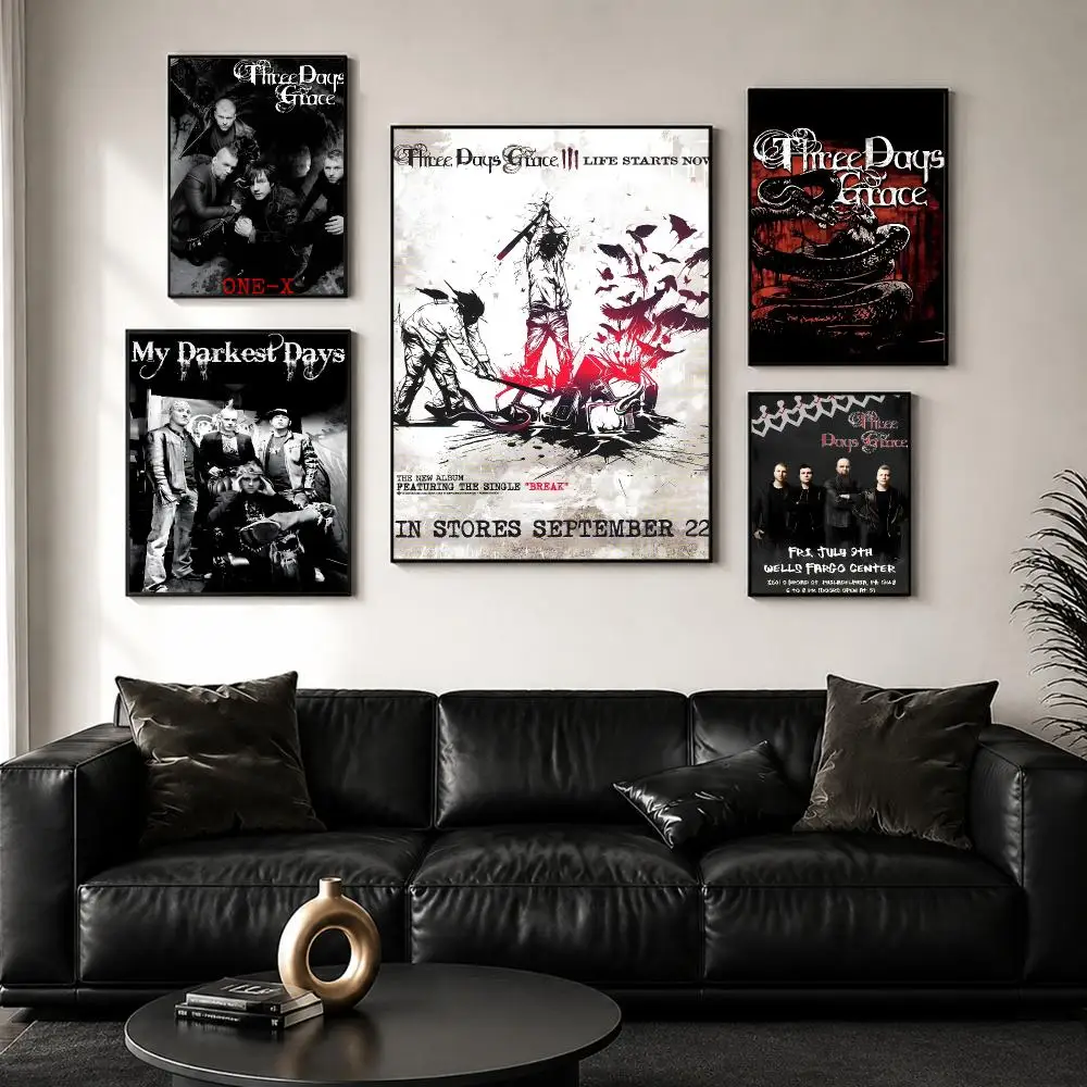 T-Three days Grace Band Poster Perfect Sticker Self Adhesive for Office Home Theater Wall Art Decor Fancy Gift