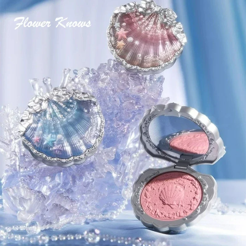Flower Knows Shells Jewel Collection Embossed Silk Satin Blusher Expands Shrink Cheek Vintage Pearl Makeup
