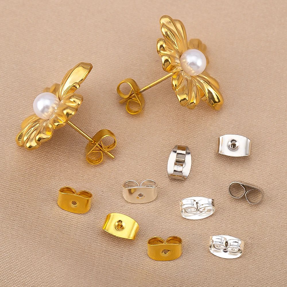 100pcs/Lot 4.3x6.4mm Metal Ear Plug Stud Earrings Backs Stopper For DIY Jewelry Findings Accessories Earrings Connectors