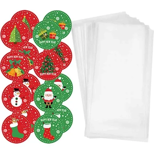 Use At Market Christmas Transparent Cookie Bags Sticker Set 212 Parts