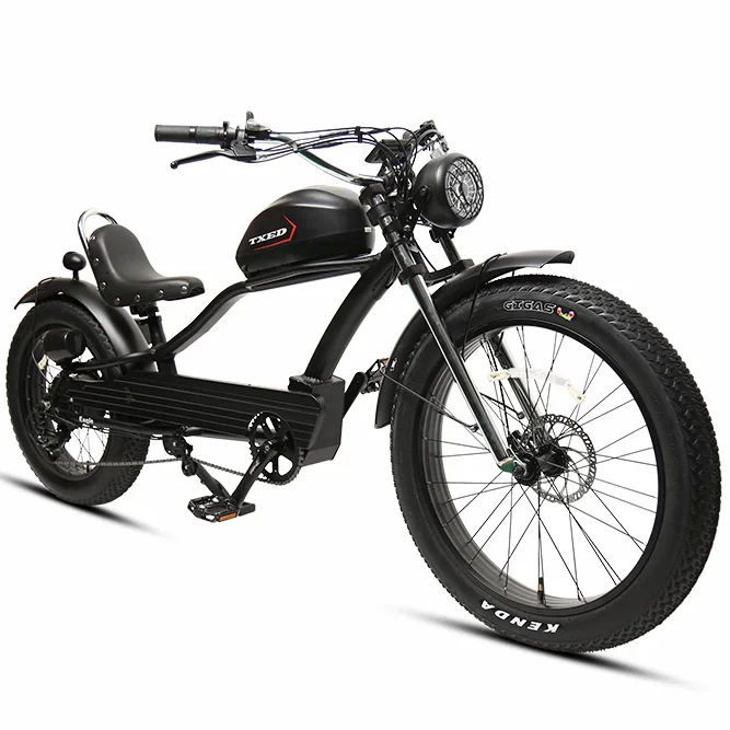 500W Electric Cycle 48V 7 Speed Beach Cruiser Chopper E Bike with 26 Inch Fat Tire 7 Speed Electric Motorcycle image 2