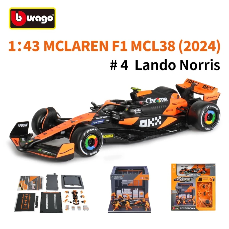 บูราโก้ 1:43 เรดบูลล์ RB20 เมอร์เซเดส-เบนซ์ แม็คลาเรน F1 รุ่นเฟอร์รารี่ พิทพื้นที่ซ่อมแซม P ห้องเปลี่ยนยางฉาก