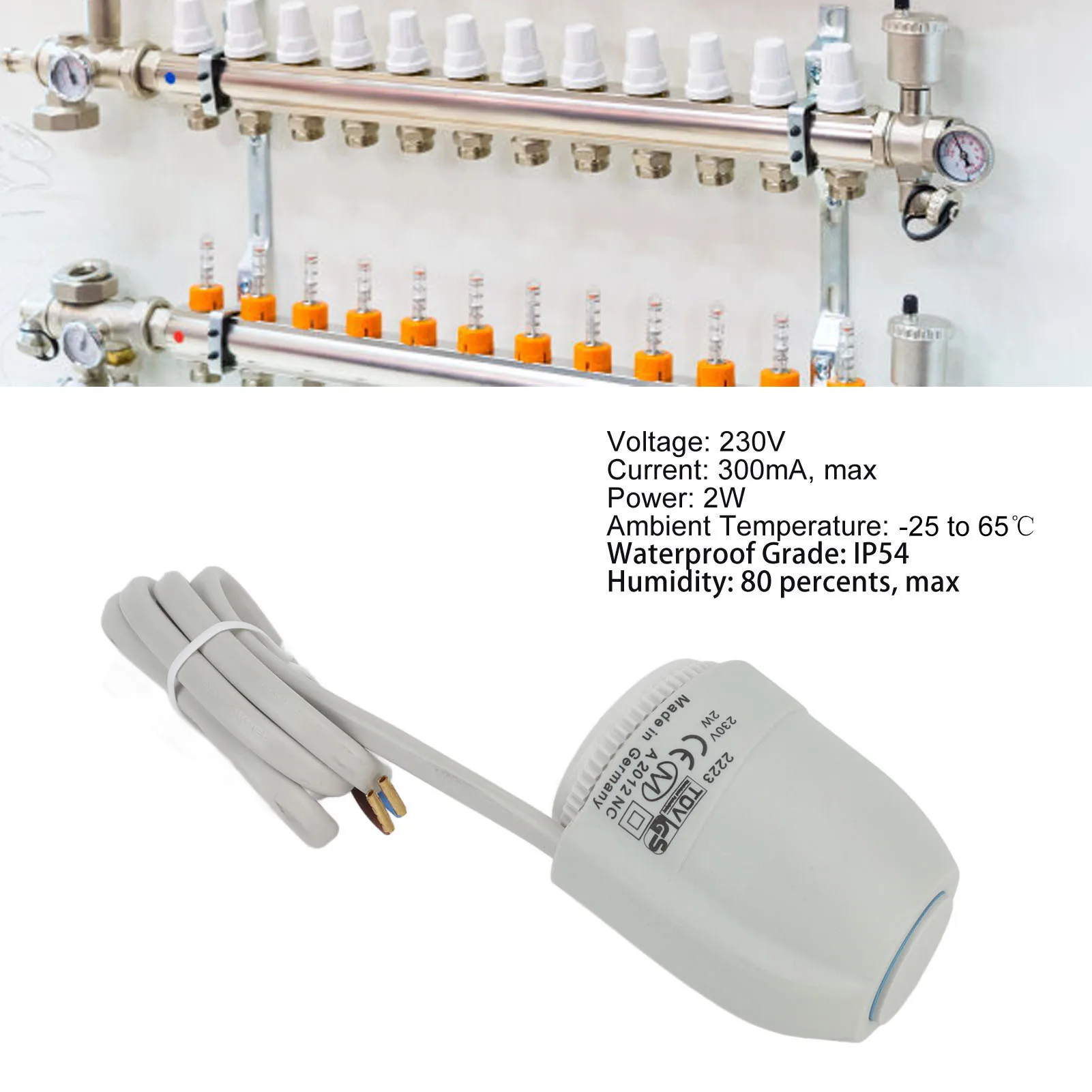 สวิตช์วาล์วเทอร์โมสแตติก IP54 กันน้ําติดตั้งง่ายตัวกระตุ้นความร้อนไฟฟ้า 230V ปิดน้ําหนักเบาสําหรับการทําความร้อนภาคพื้นดิน