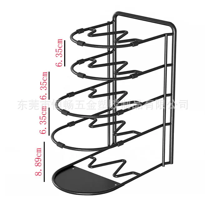 Multi-Layer Metal Pot Lid Cookware Organizer Countertop Or Wall-Mount Placement Drain Channel Stable Non-Slip Design Home