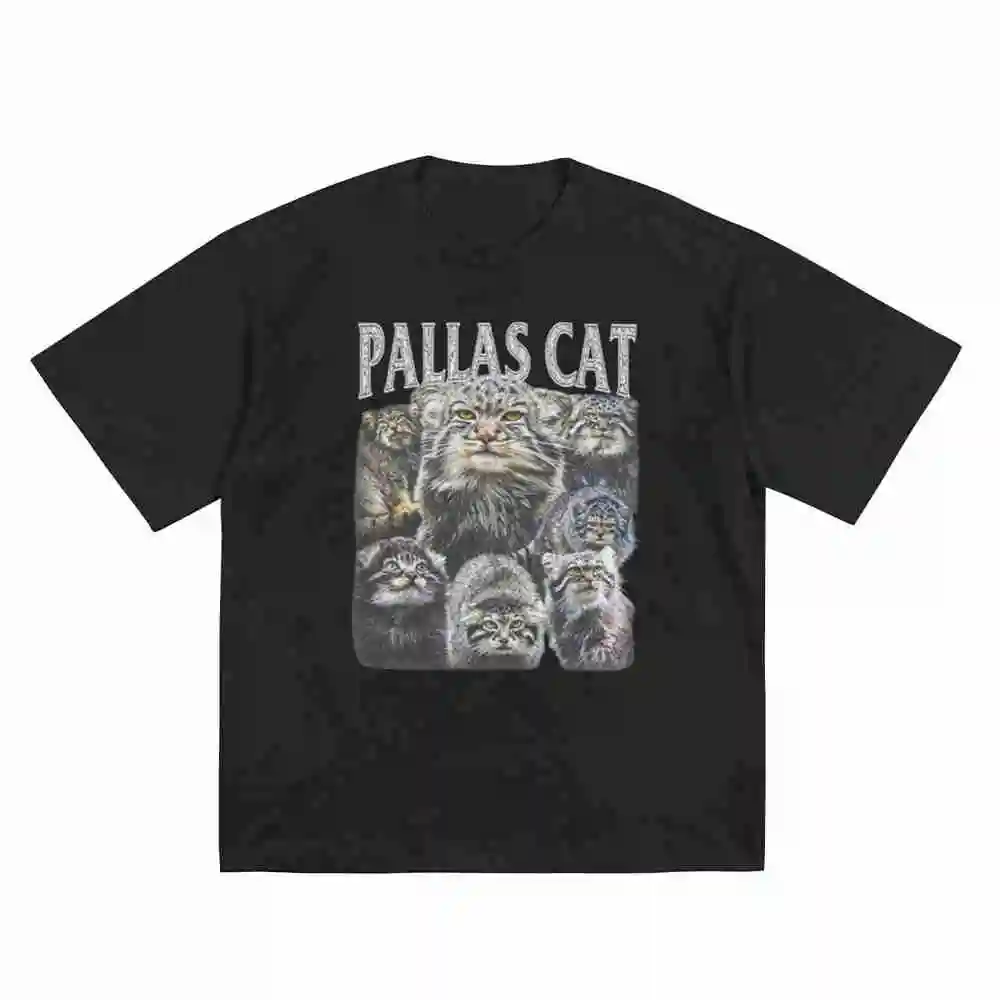 Pallas Cat Vintage Retro 90s Bootleg Cute Manul Animal Short Sleeve Tee 100% Cotton T-Shirt