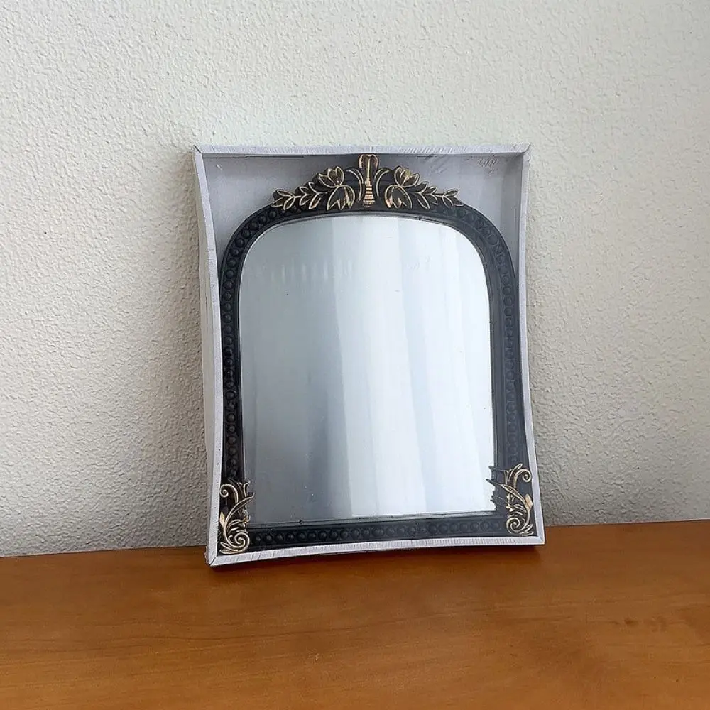 Retro Decorative Mirror Tray Cosmetic Organizer Jewelry Storage Plate Wedding Dessert Display Stand Table Centerpiece Home Decor