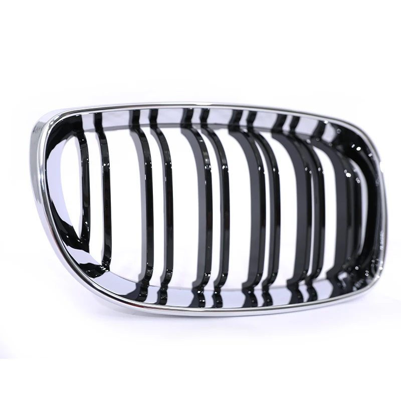 Front Kidney Double Line Slat Chrome Silvery Black Grille Grill For BMW 1 Series E81 E87 E82 E88 120i 128i 130i 135i 2004-2011 view 6