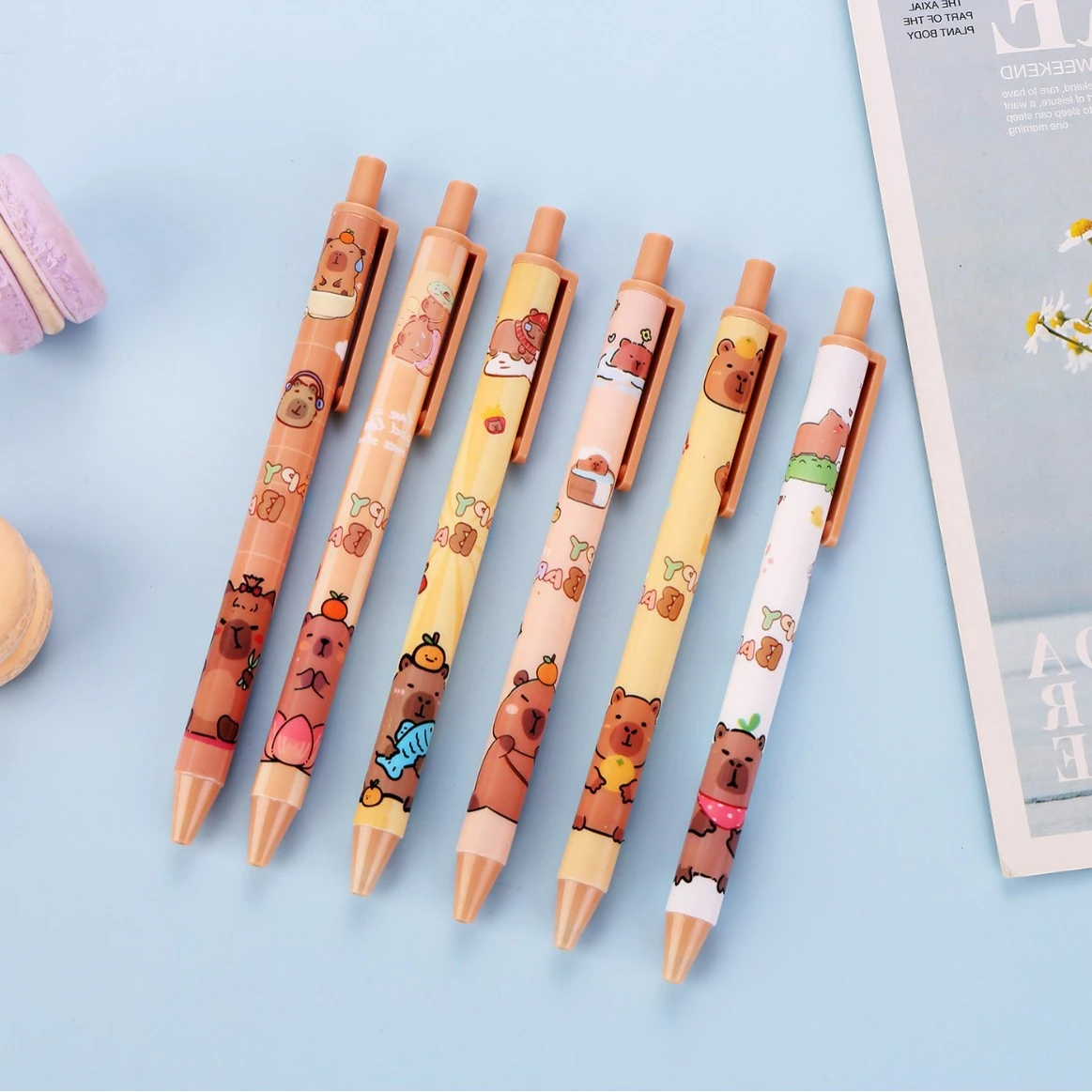 36Pcs Wholesale Creative Kapibara Press Gel pens Cute Animal Capybara High Value Student Stationery Back to school