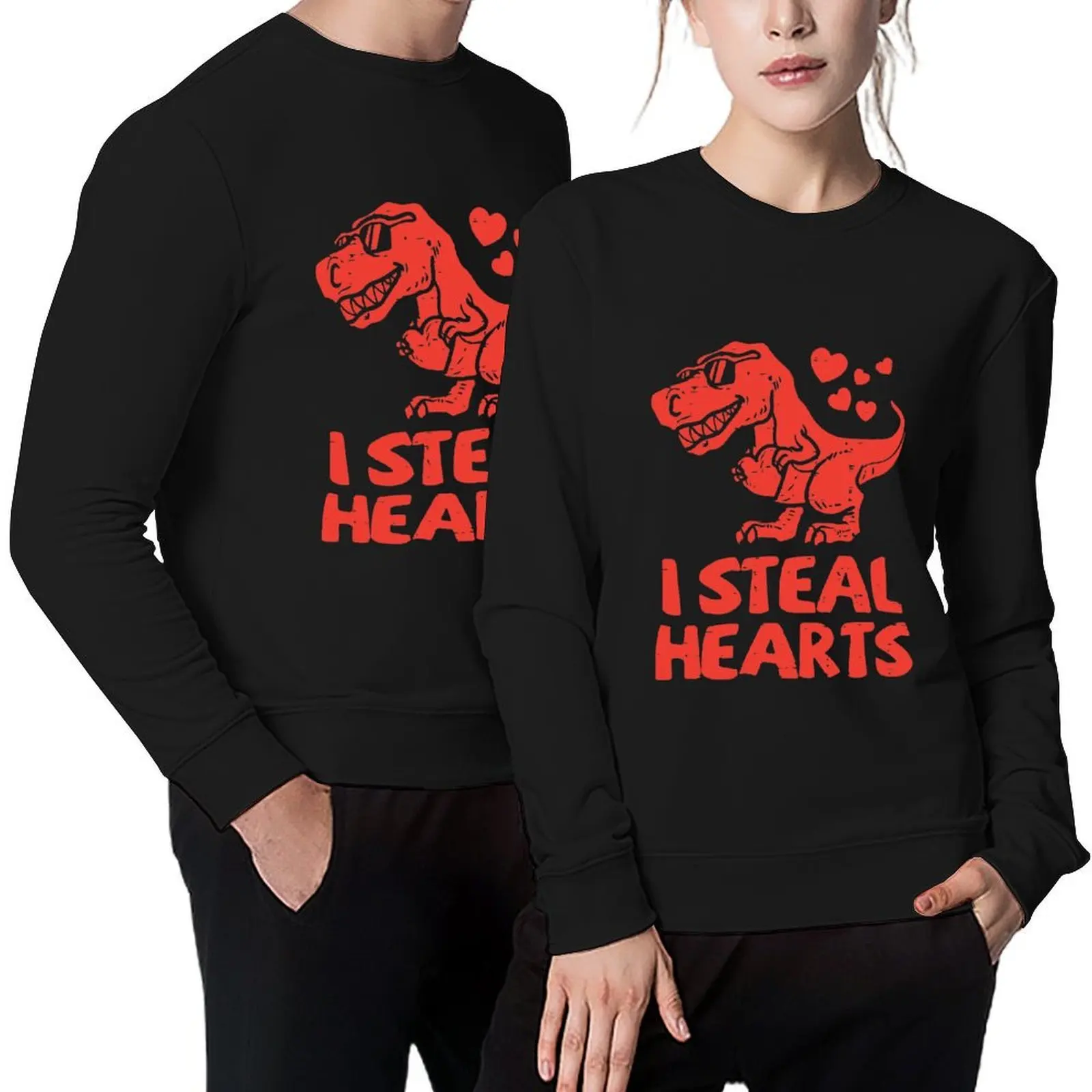 

I Steal Hearts Dinosaur Funny Valentine Day Pullover men's coat korean clothes men's winter sweater graphic sweatshirts