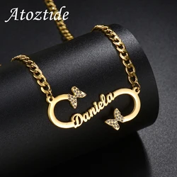 Atoztide Personalized Custom Name Necklace for Women Stainless Steel Infinity Heart Pendant Link Chain Birthday Jewelry Gift
