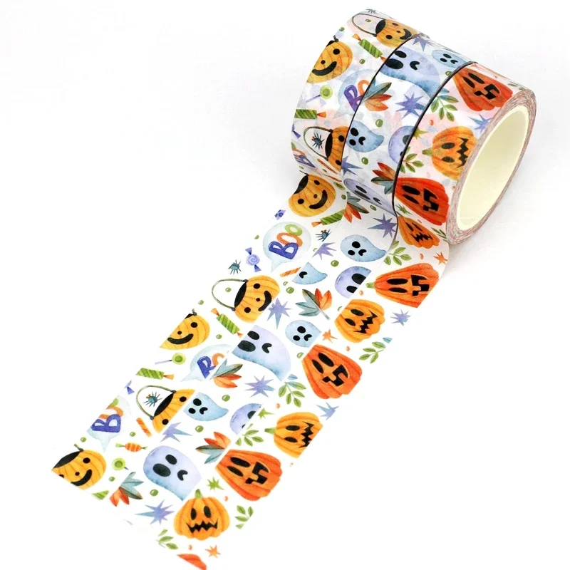 1PC 10M Deco Pumpkin Spider Web Ghost Banner Halloween Washi Tape Set for Scrapbooking Journaling Masking Tape Kawaii Papeleria