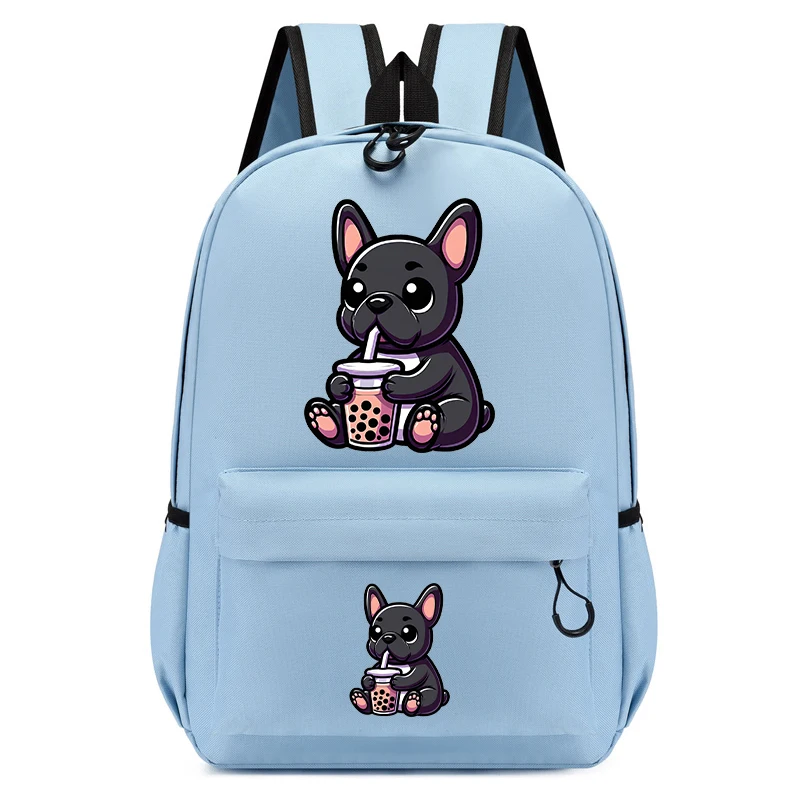 Kinderen Schooltas Jongens Meisjes Franse Bulldog Dog Bubble Thee Cartoon Rugzak Terug Naar School Rugzak Kawaii Schooltas