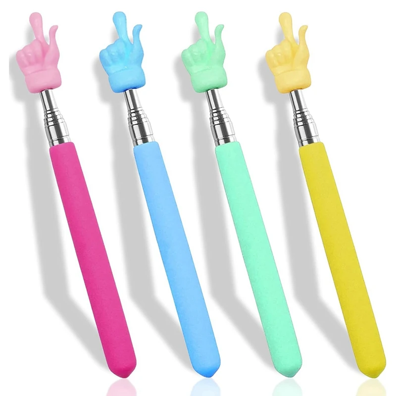 4 STKS Intrekbare Leraar Pointer Voor Klaslokaal Kinderen Lezen, Mini Uitschuifbare Hand Pointer Vinger Pointer Stick