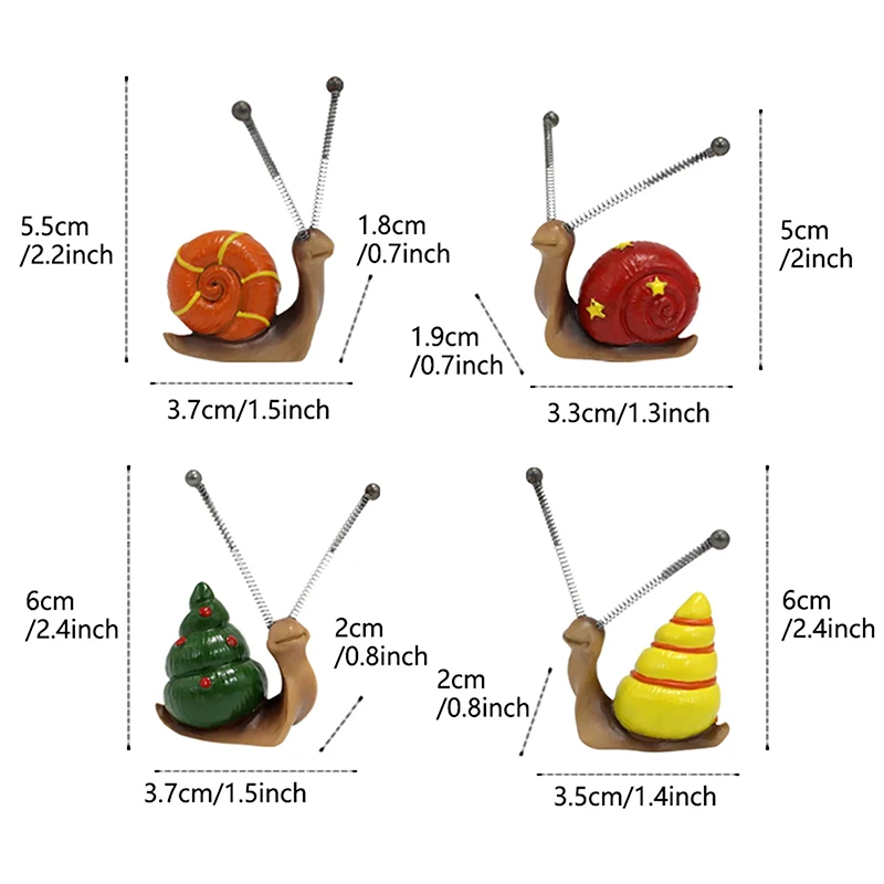 4 buah, dekorasi Bonsai patung siput Mini, dekorasi taman rumah kerajinan Resin dekorasi luar ruangan, dekorasi seni halaman