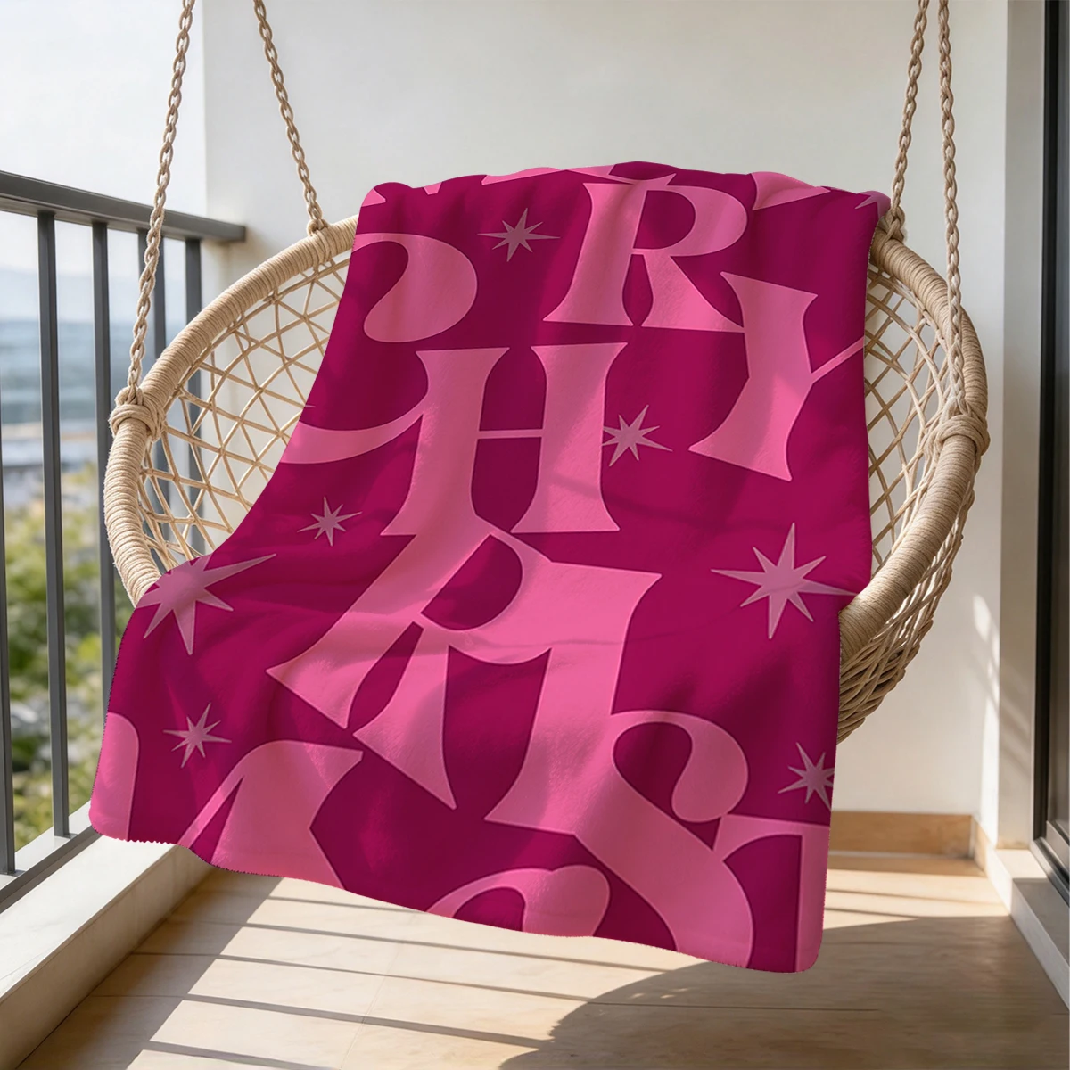 Letter Overlap Flannel Blanket Warm Soft Halloween Christmas Couch Warm Cozy Decorative Decor Gift for All Season