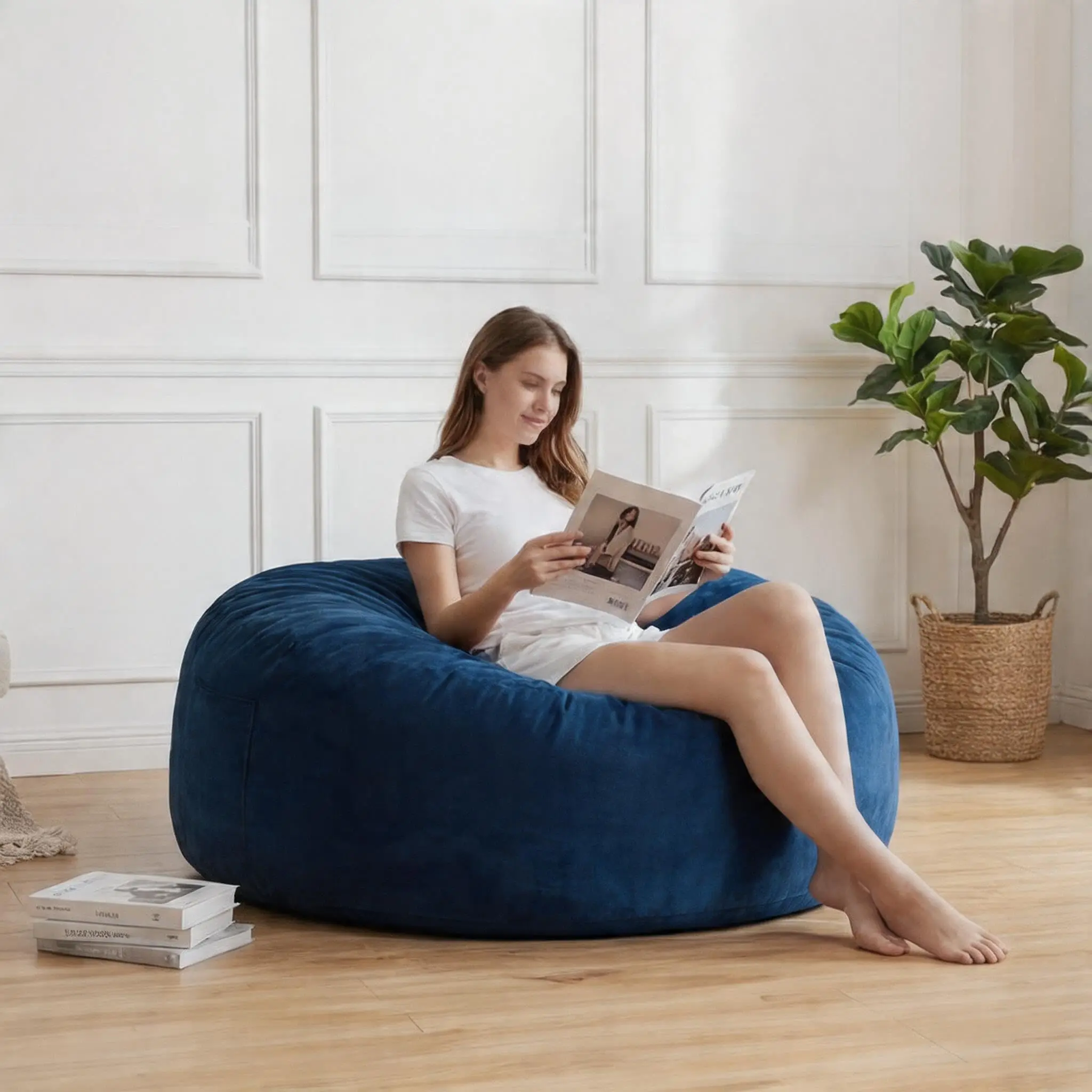 4 in 1 Adult Bean Bag Chair. Large Beanbag Chair with High  Memory Foam Filler and Removable Cover. Oversized Comfy Flannel Bean Bag Couch Bed Lazy Sofa for Adults Teens