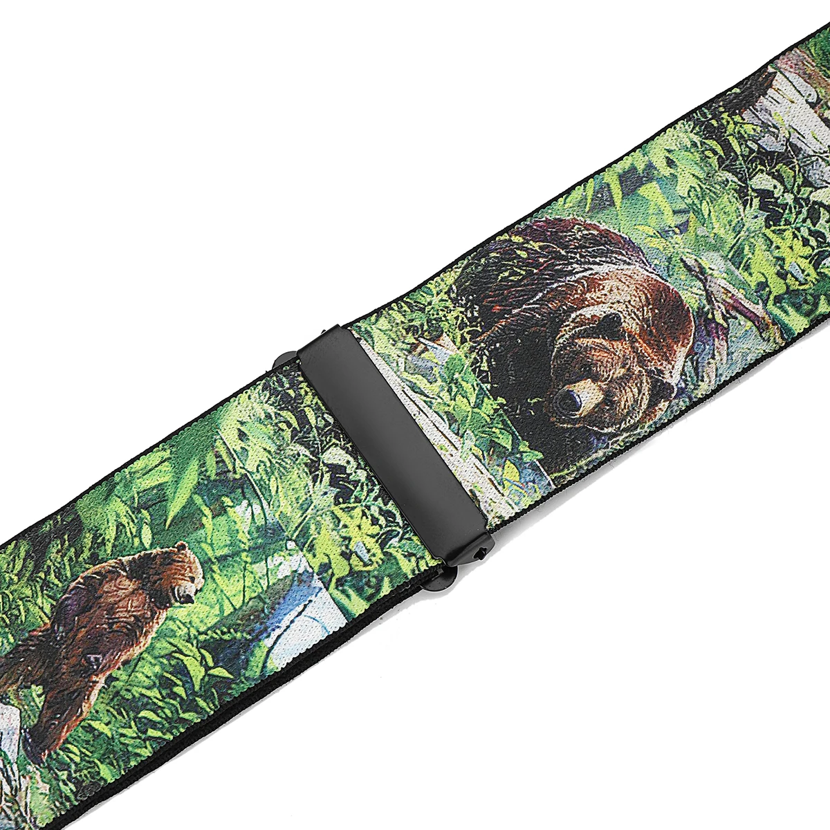 Correa ajustable altamente elástica con patrón de oso en forma de X para hombre de 1,97 pulgadas