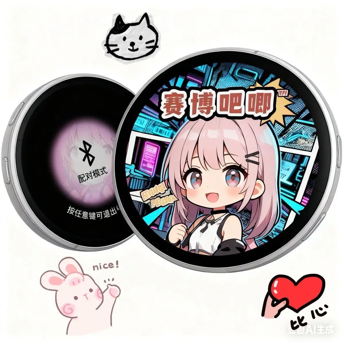 Dynamic Electronic Badge Anime Merchandise Digital Display Badge with Touch Control for Uploading Photos GIFs and Videos