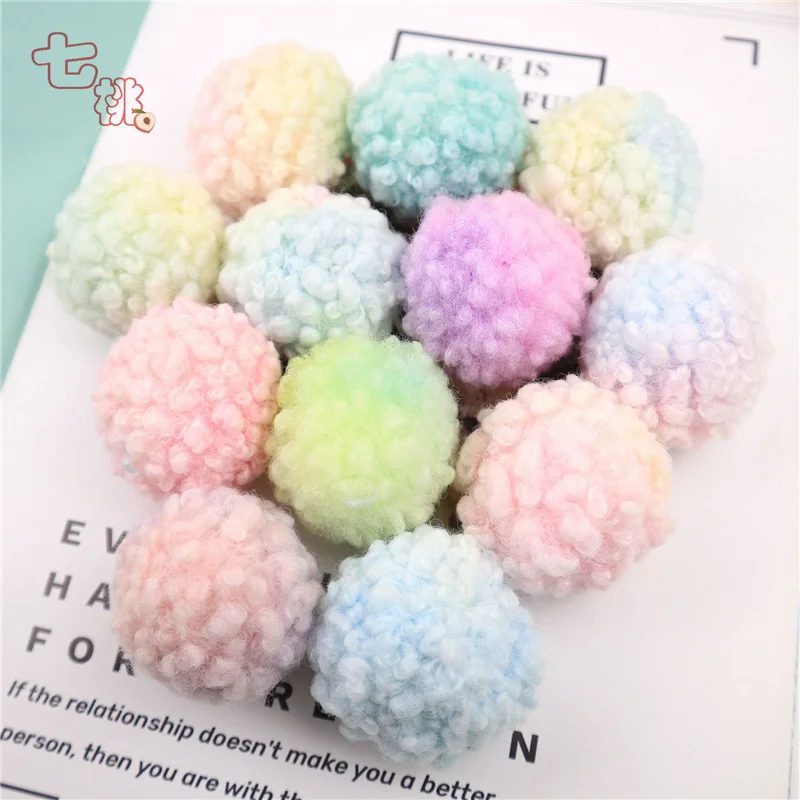 Pompon di colore sfumato Dust Elf Ball Mini Eye Pompon BallsPompom per scarpe con foro accessori fatti a mano per scarpe forniture artigianali fai