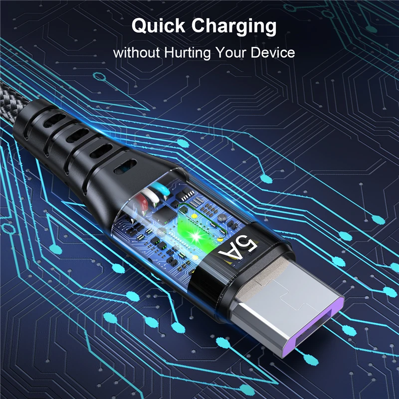 lovebay 5A Micro USB Cable 3m/2m Nylon Rope Fast Charging Wire for Samsung Xiaomi Huawei Android Phone Data Transmission Cable