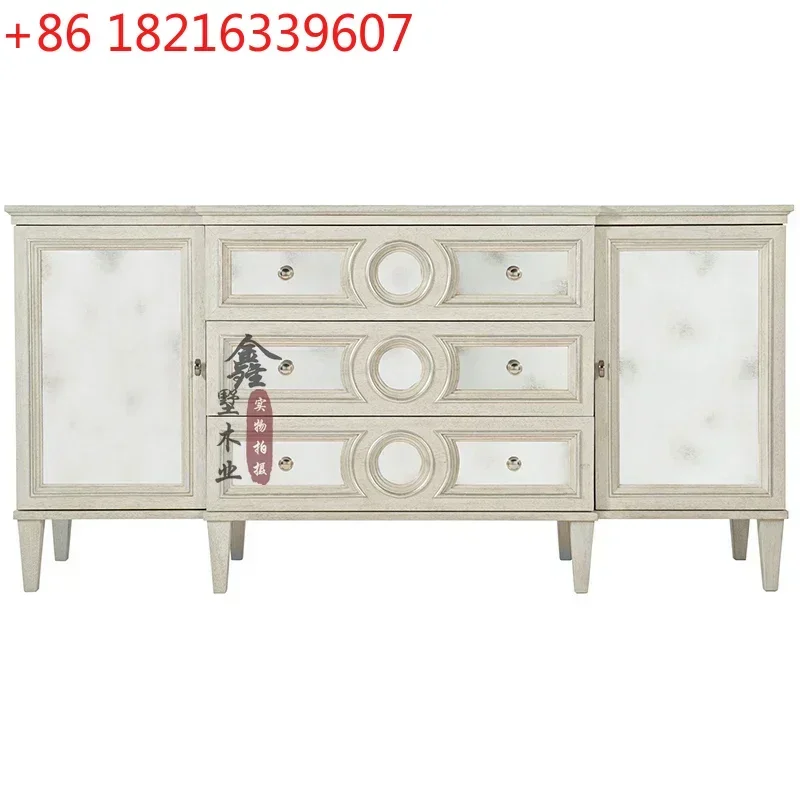 Neoclassical American Light Luxury Post-Modern Entrance Cabinet Living Room Mirror Curio Cabinet