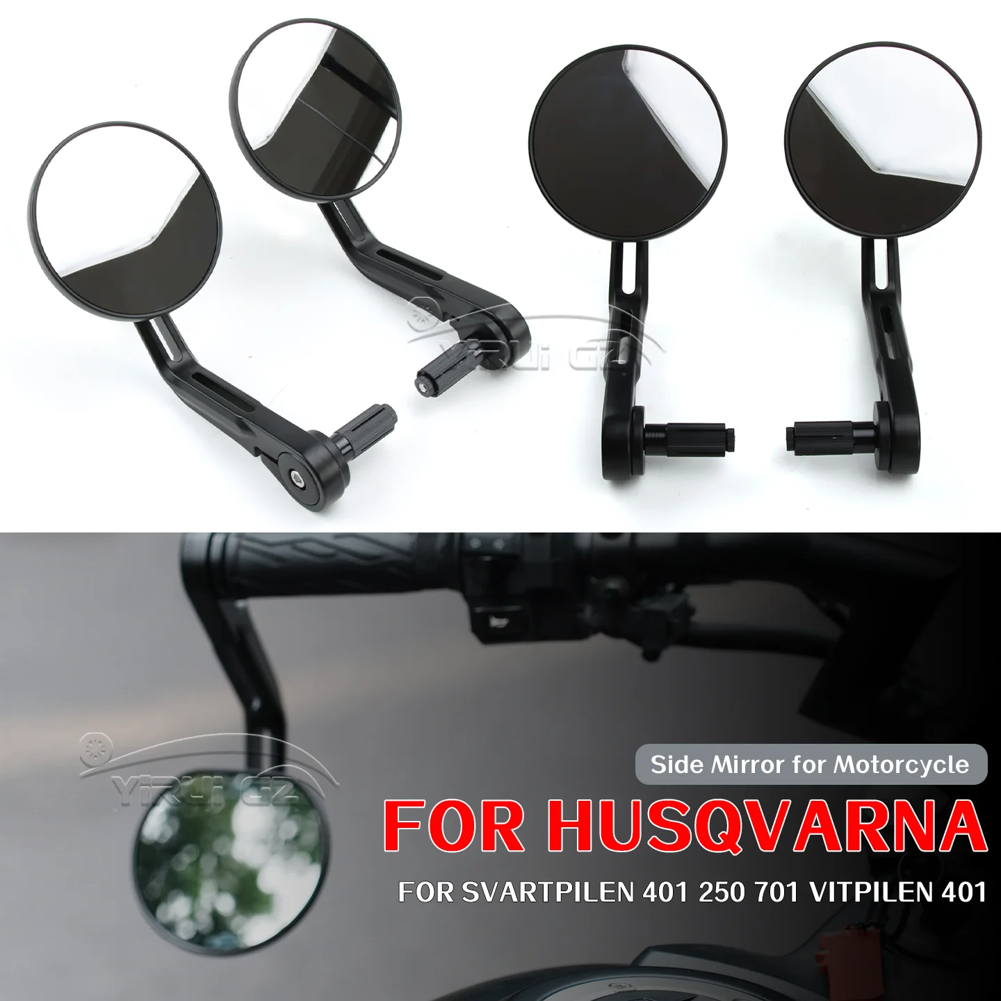 Motorcycle Rearview Handlebar Rearview Mirror Retro Handlebars Side Mirror FOR Husqvarna Svartpilen 401 250 701 Vitpilen 401 401