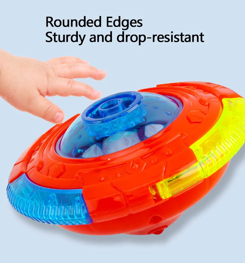 UFO Blinkende Flügel Kreisel Kinder Gyro Leuchten Spielzeug Kinder LED Musik Gyroskop Launcher Rotierenden Spielzeug Spaß Geburtstag Party Gefälligkeiten – Detail 7