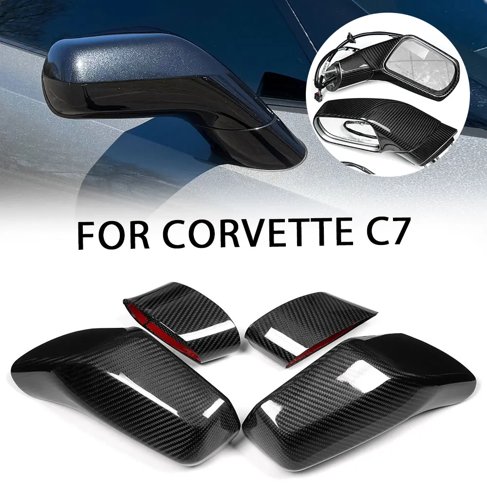 For Chevrolet Corvette C7 ZR1 Z06 2014-2019 Dry Carbon Fiber Rear Mirror Caps Side Wing Rearview Mirror Cover Trim Accessories