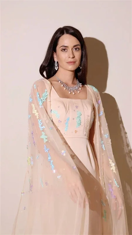 

Customizeds Applique Christmas A-line Square Neck Bespoke Occasion Ankle Length