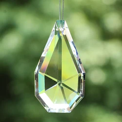 63mm Crystal Suncatcher Hanging Glass Prism Chandelier Crystal Replacement Lighting Part Feng Shui Faceted Rainbow Maker Pendant