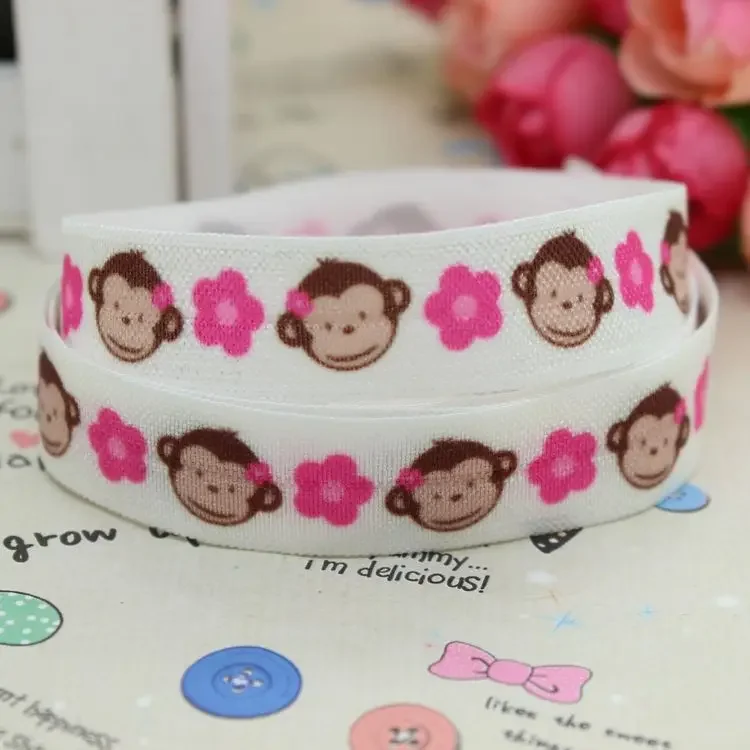 5/8'' Free shipping Fold Elastic FOE monkey peacock printed headband headwear hairband diy decoration wholesale OEM S72