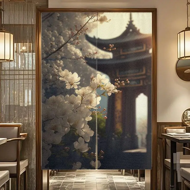 VIKAMA Oriental Mountain Scenery Noren Curtain Japanese Doorway Curtain Room Divider Kitchen Tea House Decor