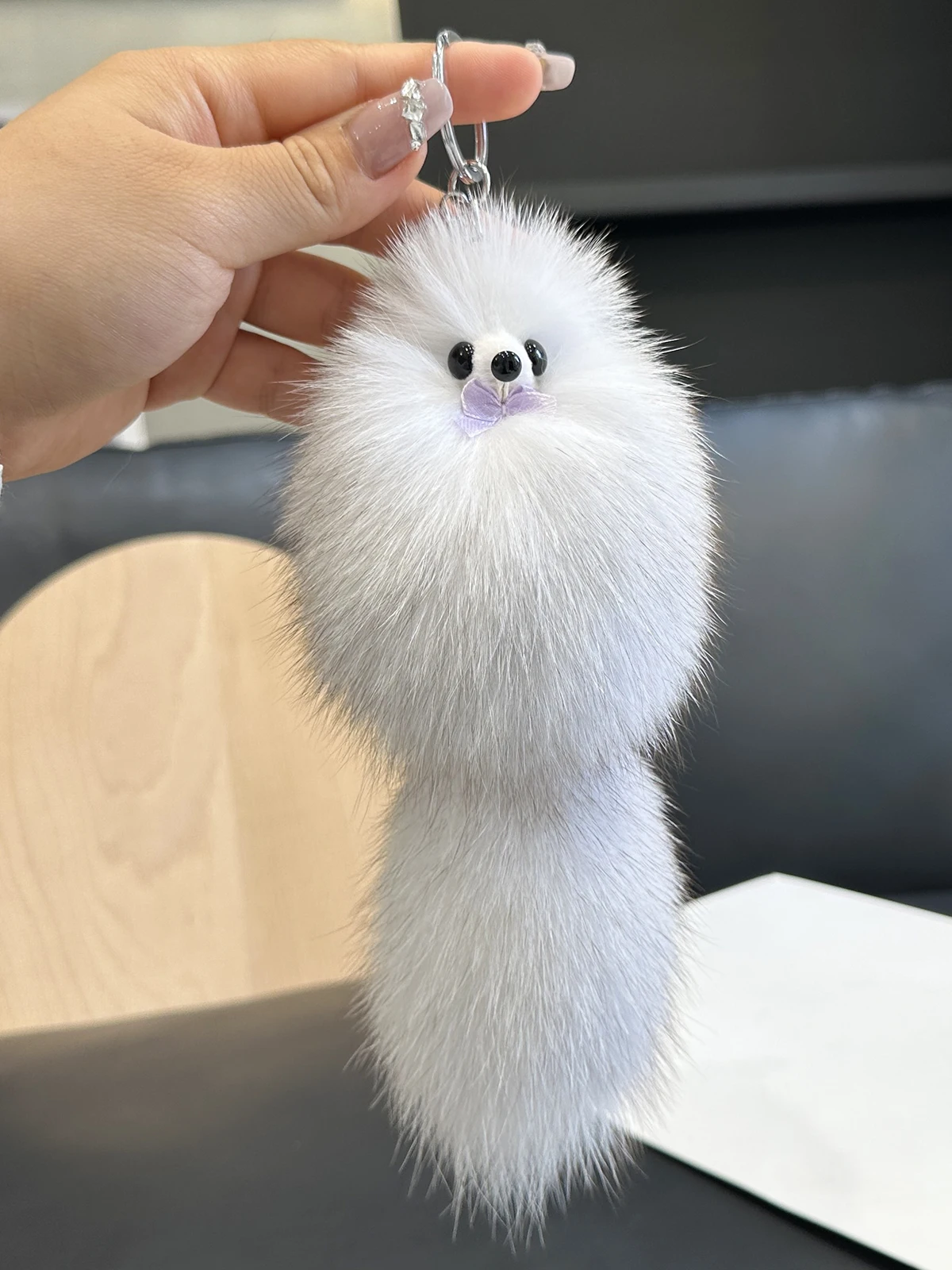 2024 Fashion Real Natural Fox Fur Little Fox Doll Ladies Bag Pendant Car Key Chain Pendant Mobile Phone Pendant Accessories