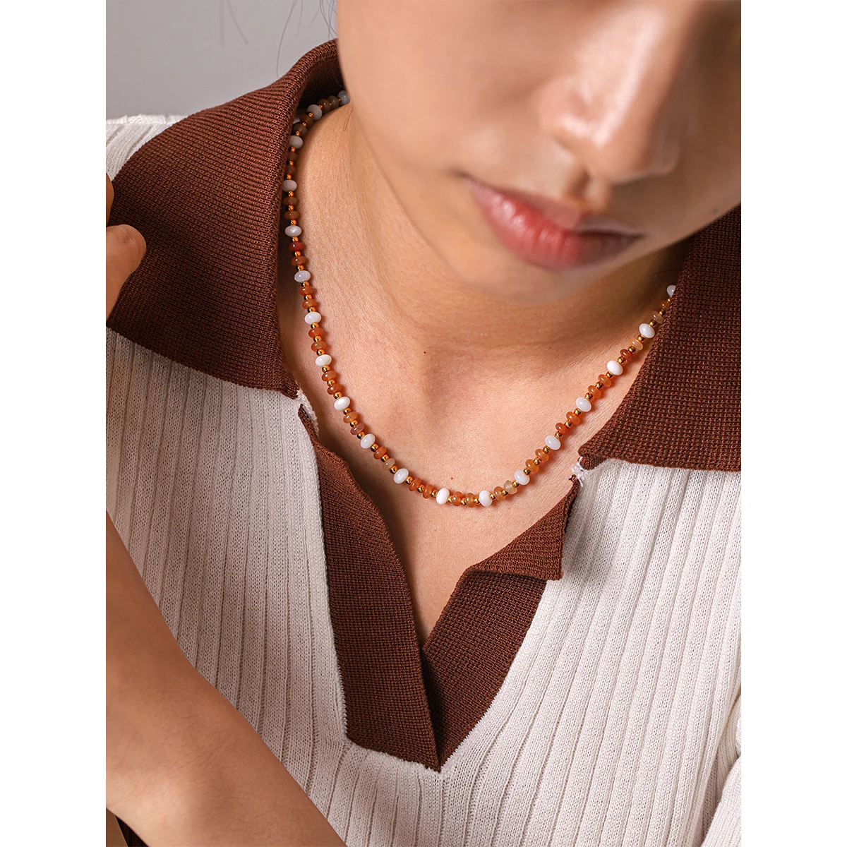 

Light Luxury Retro Natural Stone Beaded Necklace Chain Optional For Men And Women Wear Around Daily Wear Vacation Jewelry Gift