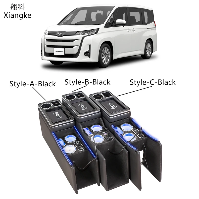 For Toyota Voxy Noah Front Car Armrest Console Box Dedicated Wireless Charging Storage Apartment Armrest Box
