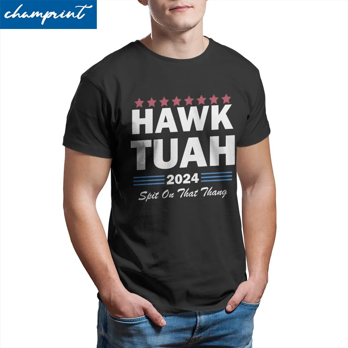 Hawk Tuah Spit on that Thang 2024 T Shirt Men Cotton Novelty T-Shirt Crew Neck  Tees Short Sleeve Clothing Adult