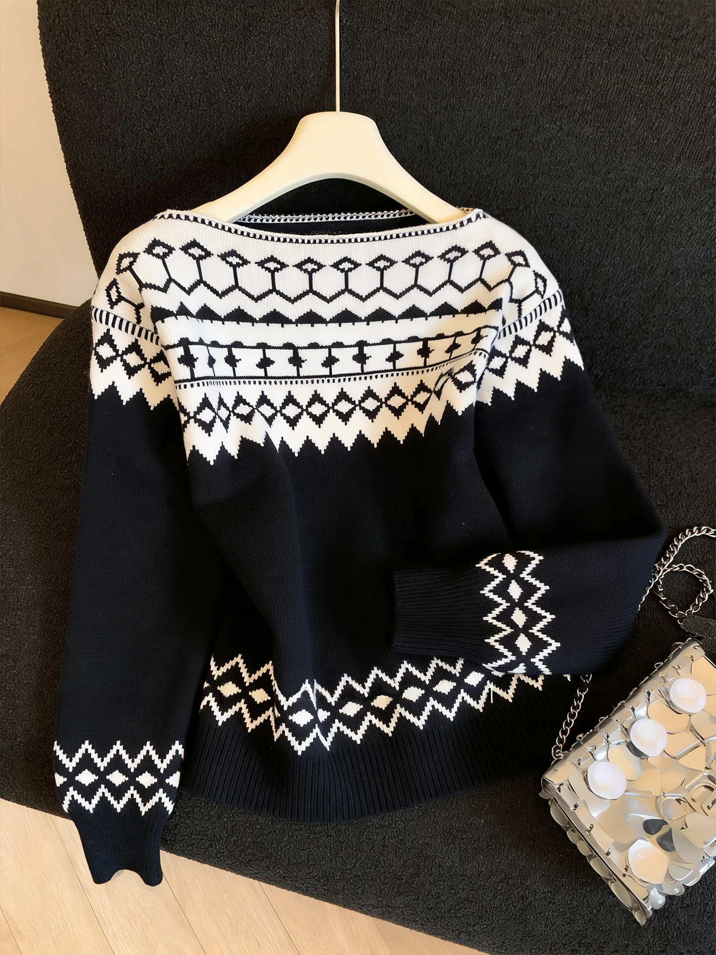 

Вязаный круглый пуловер в стиле ретро Fair Isle, повседневный универсальный вязаный топ на весну и осень для мужчин и женщин, удобный средний вес