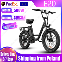 URLIFE E20 Electric Bike 500W Powerful Motor 48V13AH Lithium Battery Electric Bicycle Adult 20 Inch All-Terrain Fat Tire E Bike
