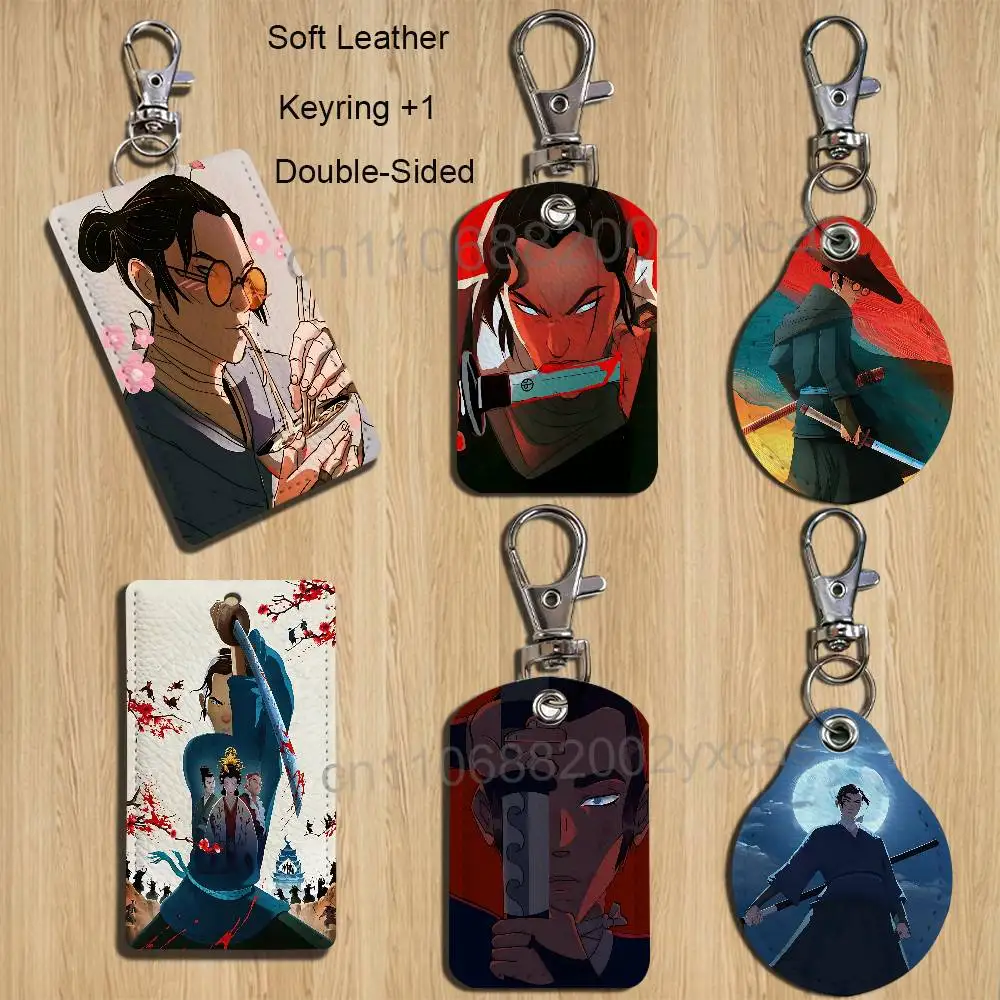 

Akemi Mizu Blue Eye Samurai Keychain Holder Suitable For Subway Bank Card Bus Case Badge Holder Wallet Card Textured pattern