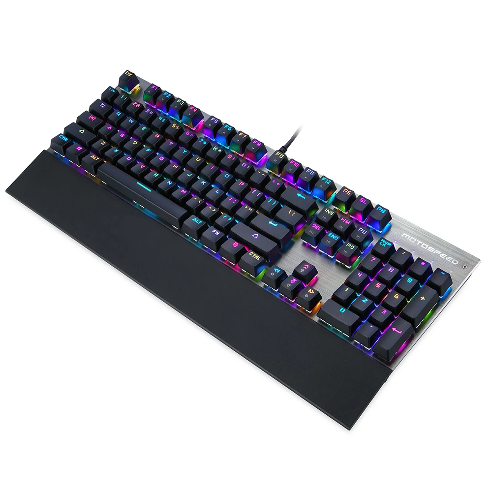 Imagem -05 - Original Motovelocidade Ck108 Rgb Azul Interruptor Mecânico Inglês Teclado Jogos com Fio Led Retroiluminado Backlight para Gamer pc Desktop