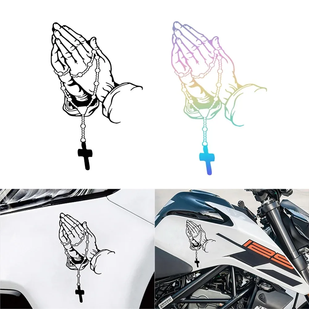 Holy Prayer gesture crucifix style motorcycle Sticker Motorcycle fuel tank Decorative stickers pray Safe driving sticker for car