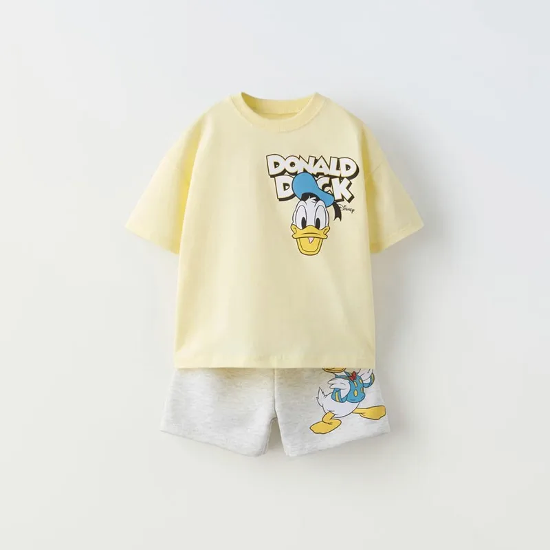 Bambini estate Costume abiti ragazzi e ragazze girocollo top tute nuova maglietta sottile + pantaloncini stampa cartone animato abiti manica corta