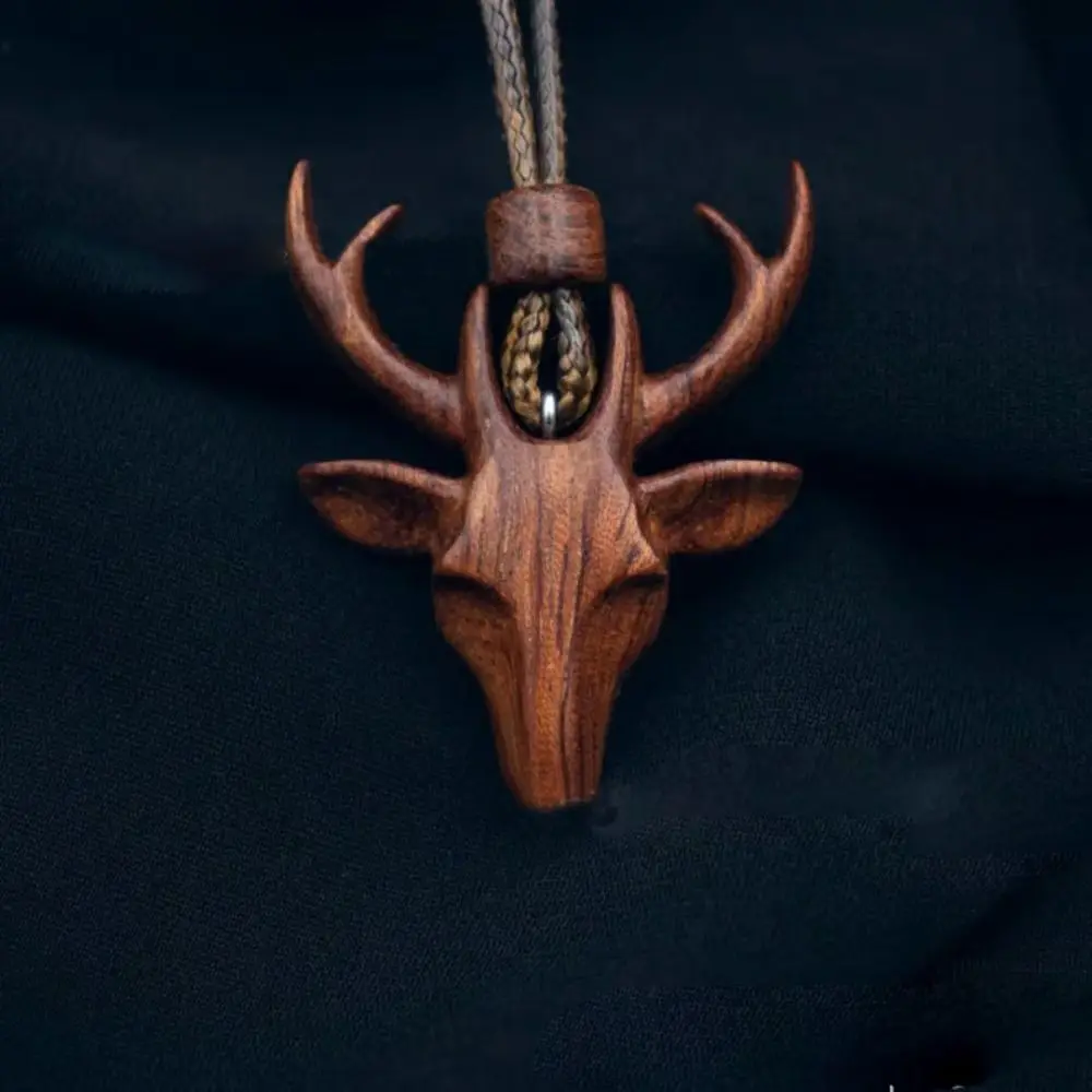 Collar con colgante de búho de madera de la suerte, colgante de ciervo, patrón Animal, collar de pareja, accesorios de joyería, collar a juego hecho a mano