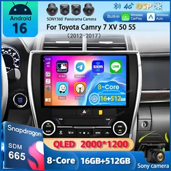 Android 16 Carplay Auto Car Radio For Toyota Camry 7 XV 50 55 2012 - 2017 Navigation GPS Multimedia Player video Stereo WIFI+4G