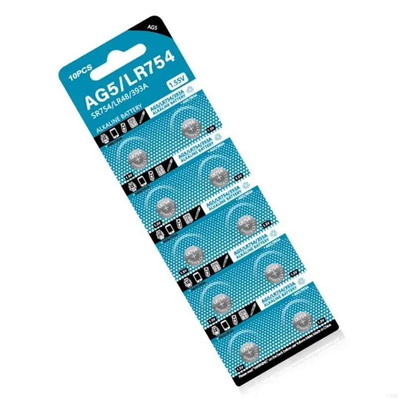 2025 New 10Pcs AG5 Button Cell Batteries 1.55V LR754 193 SR754 546 RW28 939A LR48 D309