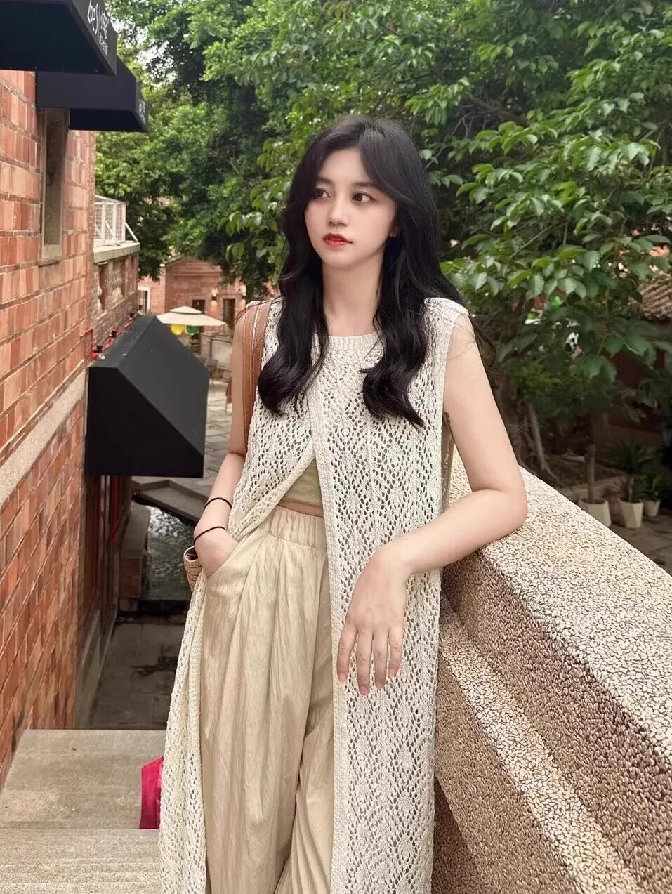 Vestido de Verão em Malha Camadas com Design Sensacional, Vestido Longo com Fenda nas Costas, Saia E Estilo Coreano co...