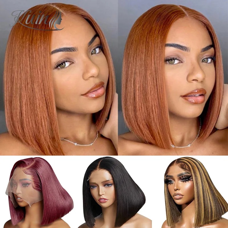 

Colorful Short Bob Wig 13x4 Lace Front Wigs For Women Brazilian Bone Straight Highlight Bob Human Hair Wigs 613 Blonde Bob Wig