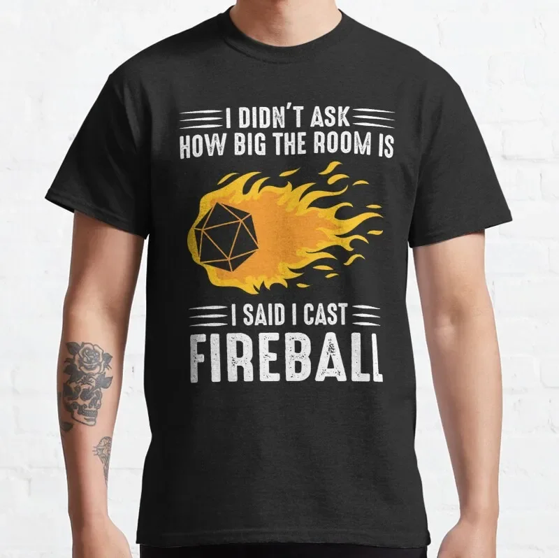 New I Cast Fireball Wizard Sorcerer Dm Gift Ttrpg Classic T-Shirt Workout Shirt S-5Xl Cotton Tee Shirt
