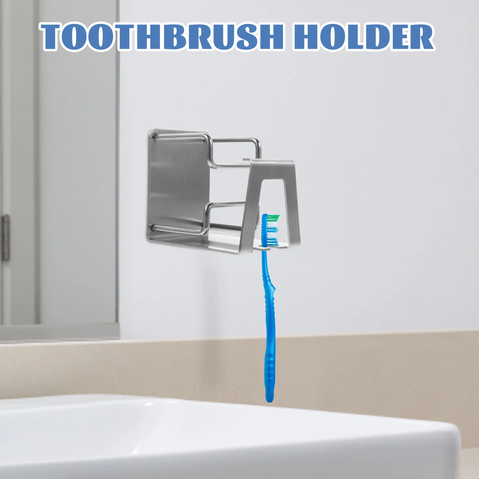 

3in1 StainlessSteel Toothbrush Holder WallMounted Storage Rack Safe Nailfree Glass Ceramic Bathroom