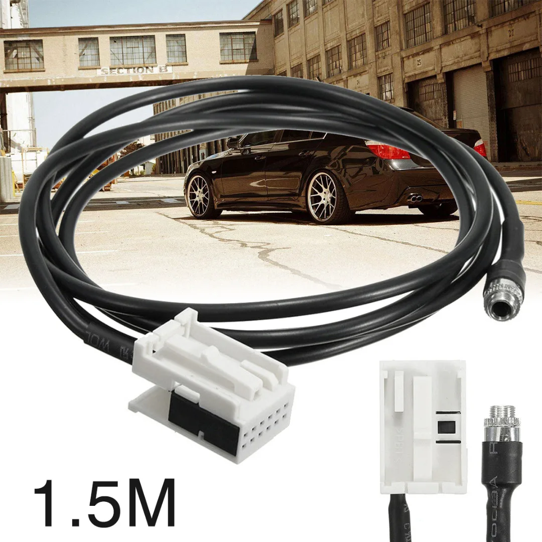 Car 12Pin Female AUX Audio Input Adapter Cable For BMW E60 E61 E63 E64